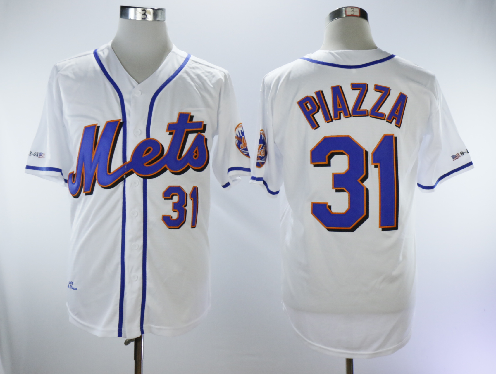 Men New York Mets 31 Piazza White Throwback MLB Jerseys